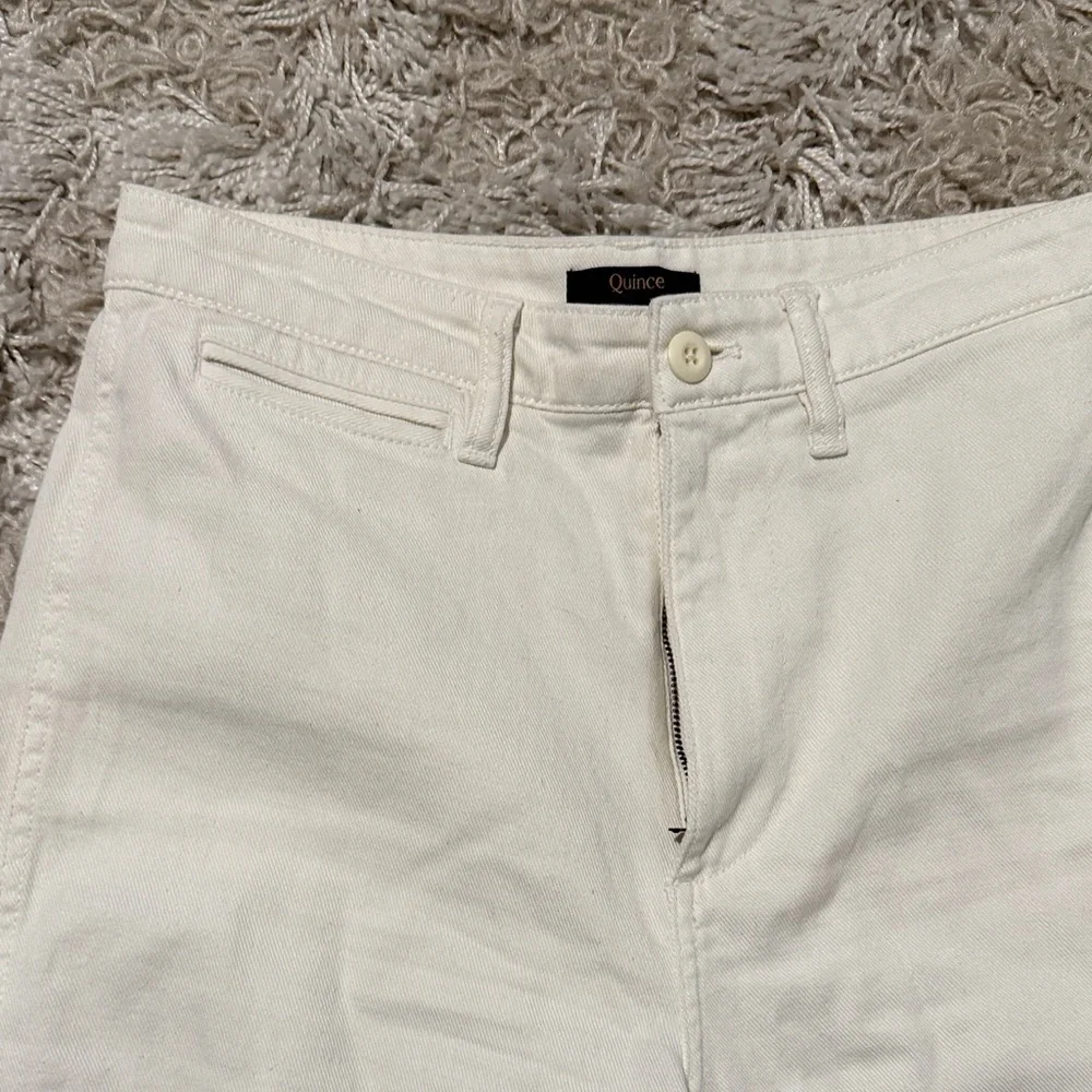 Quince White Cotton Wide Leg Cropped Pants 27 Minimalist Classic Nautical